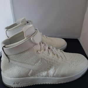 Nike Air Force One Flyknit Mid Triple White 11.5
